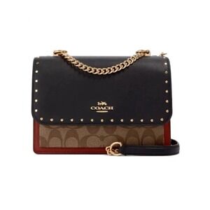 COACH Klare Leather‎ Crossbody Bag Multi-Color Signature Studded Snake Print WOC